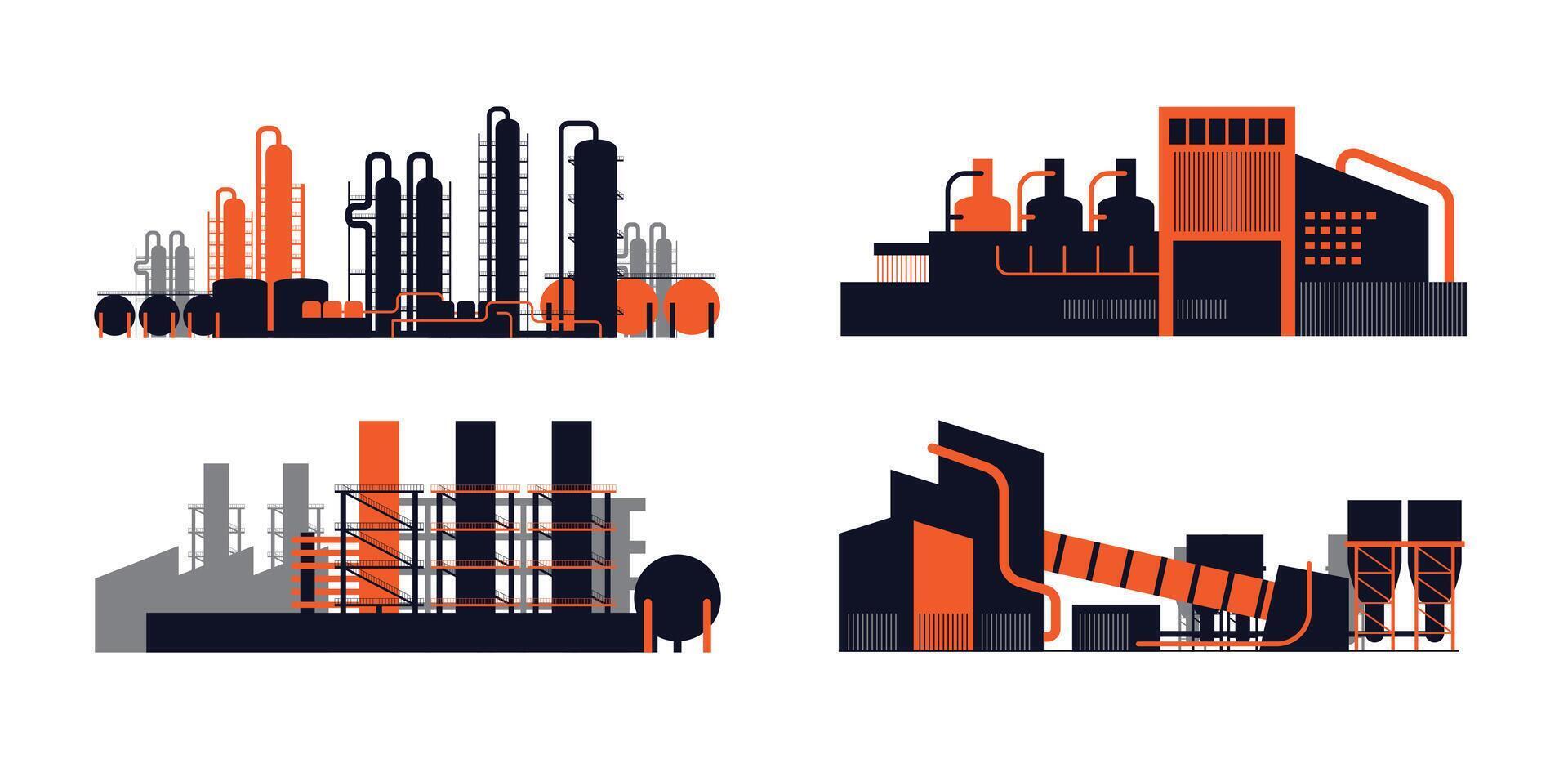 Flat Industrial Building Set vector