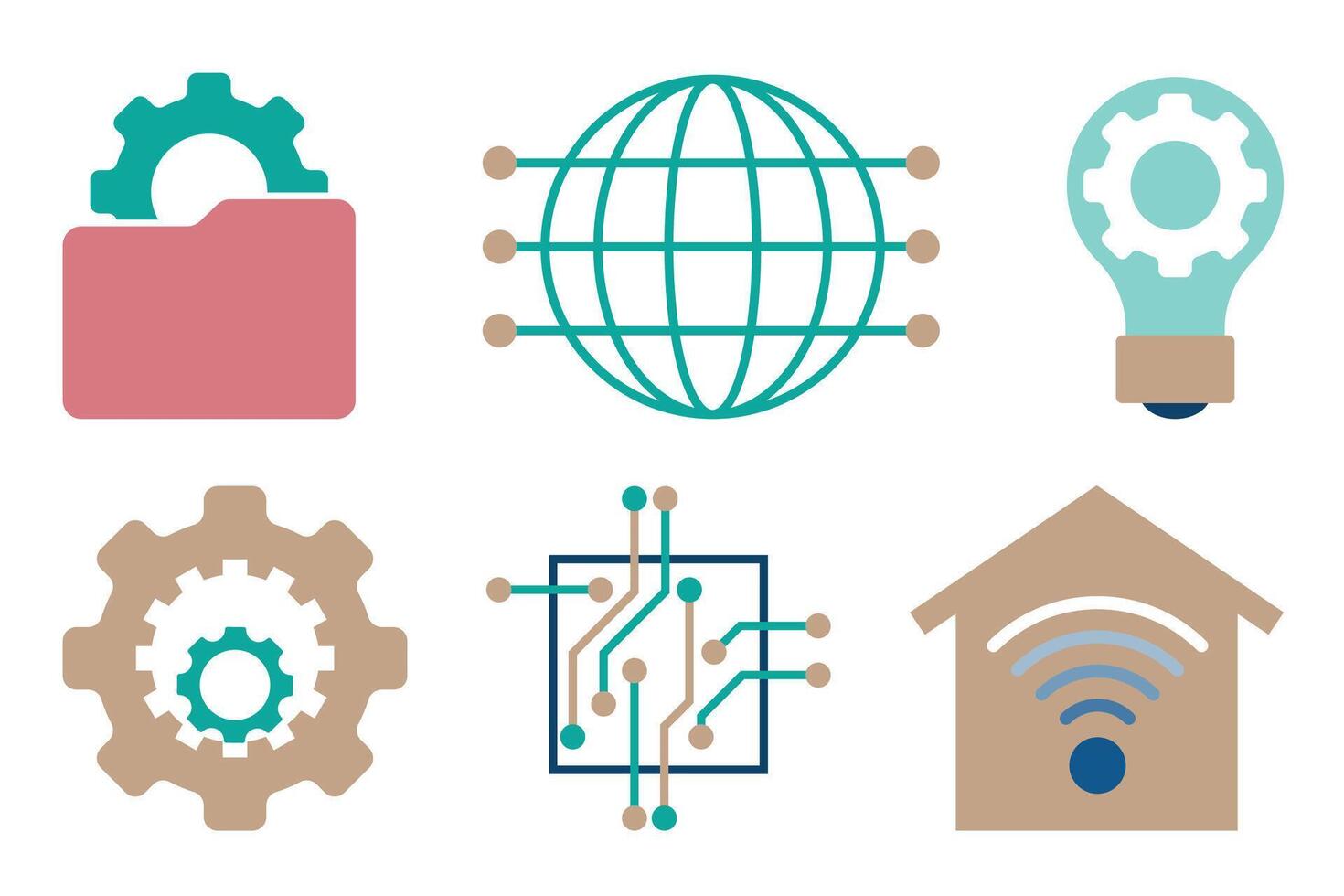 Flat Technology Icon Set for Digital and Innovation vector