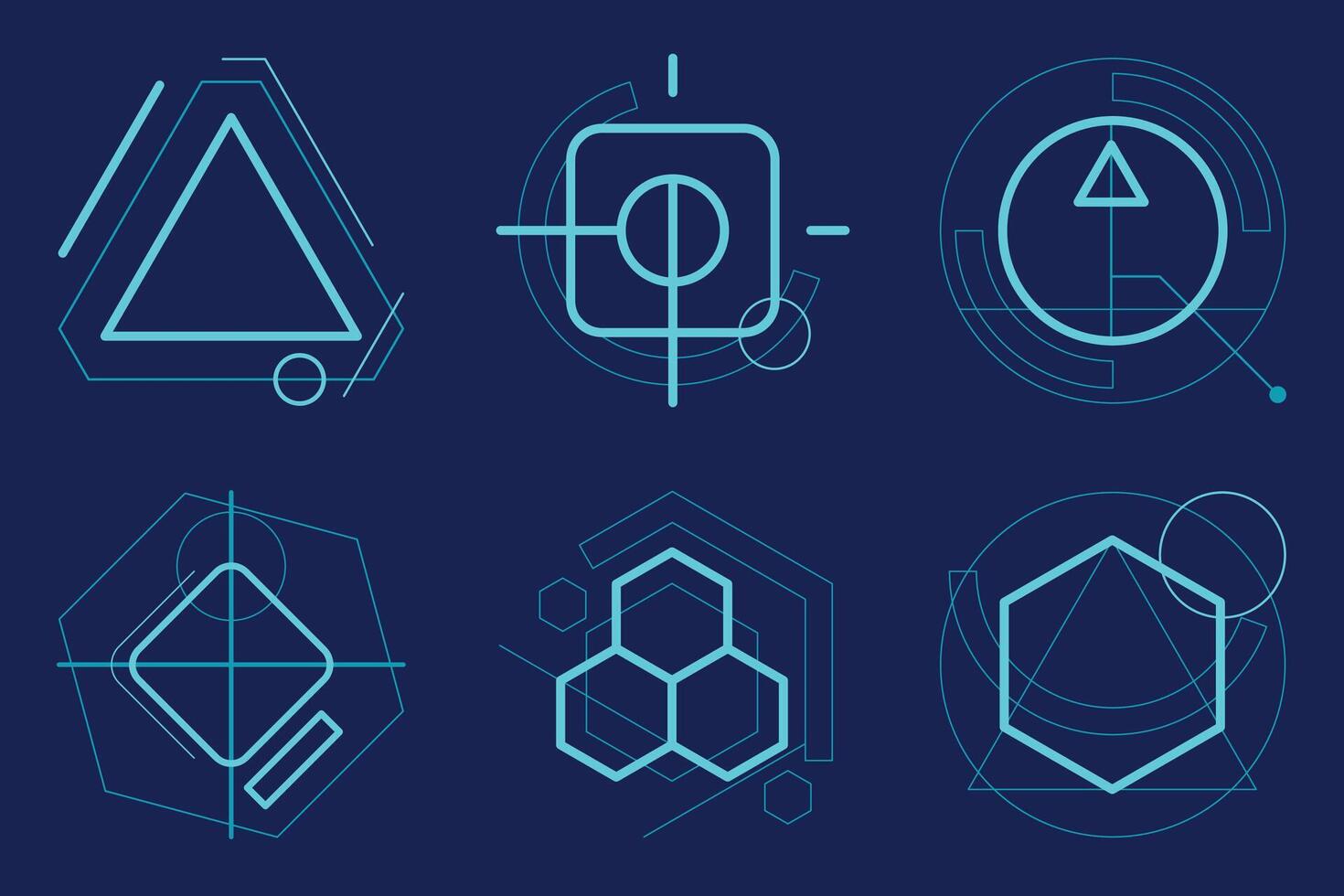 Futuristic Data HUD Interface Element illustration Set vector
