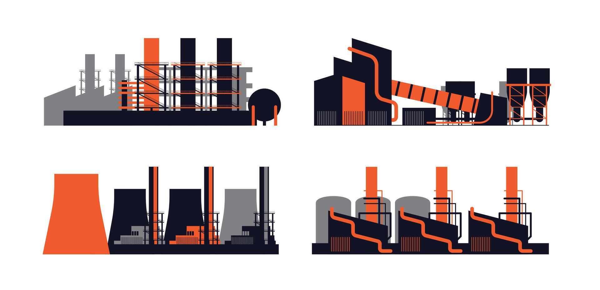 Flat Industrial Building vector