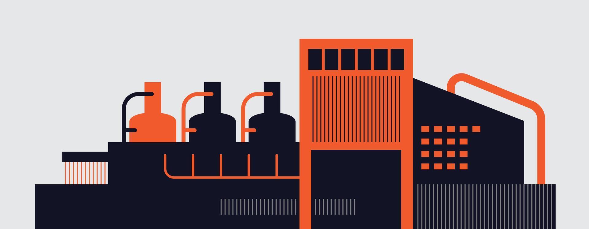 Factory Silhouettes with Bold Colors vector