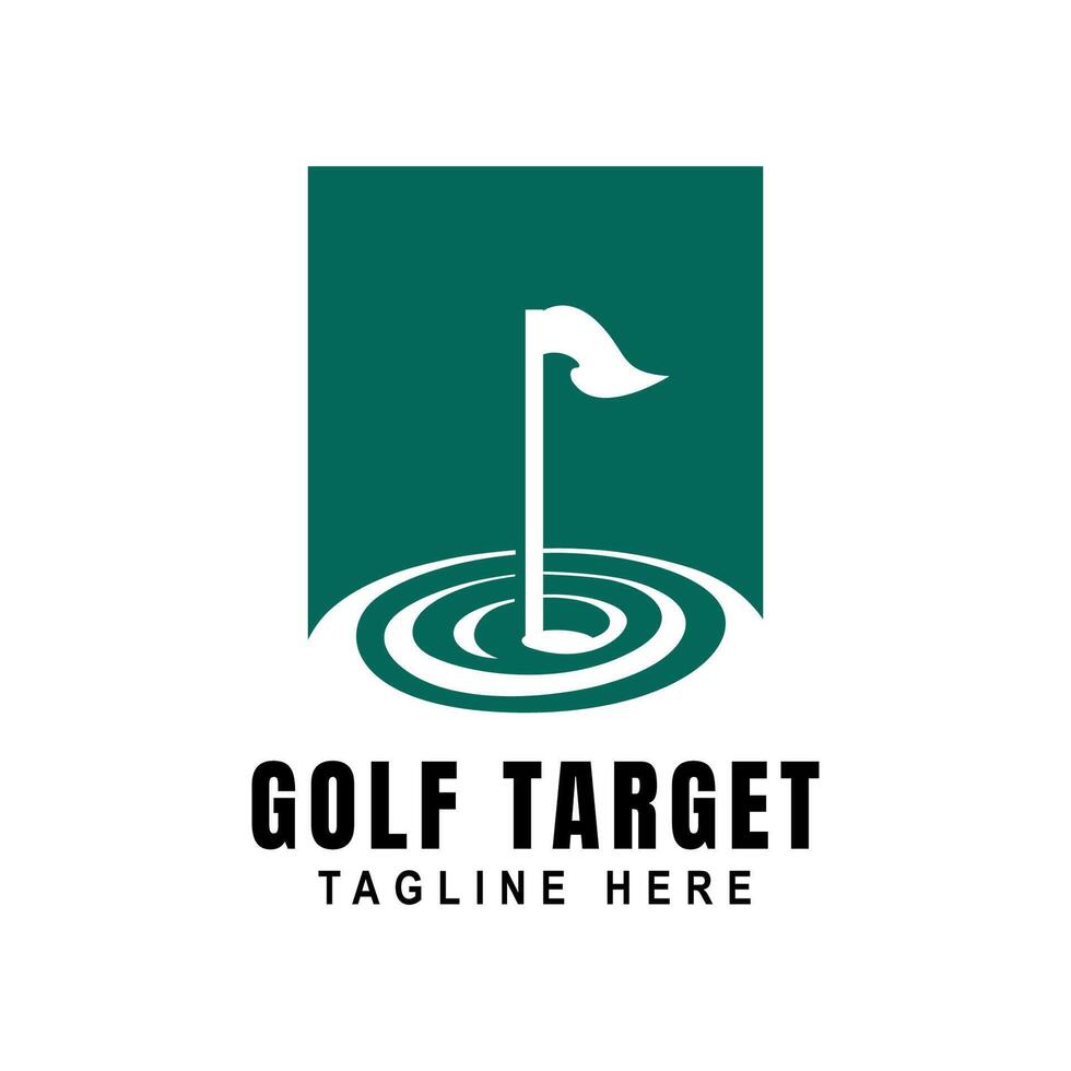 Golf Target Logo with Flagstick and Circular Target Design vector