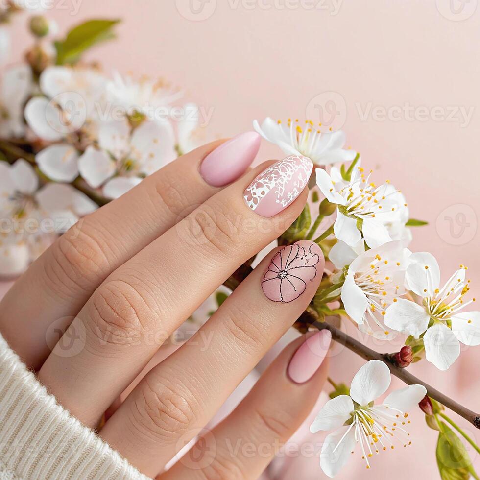 Delicate Blossom Inspired Spring Nails photo