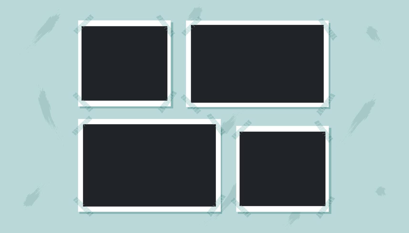 A set of blank photos cliparts on the photo album page. Photos template. Mockup of page with blank photos. vector