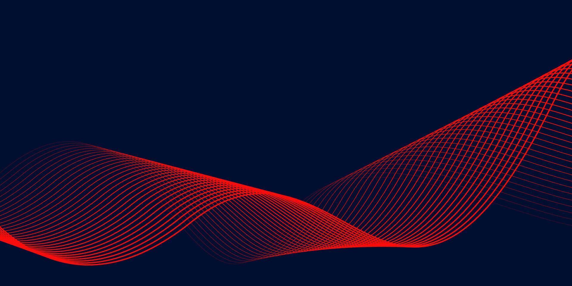 Abstract red wave line pattern on dark blue background. Futuristic technology concept.Suit for banner, poster, cover, brochure,flyer,website vector
