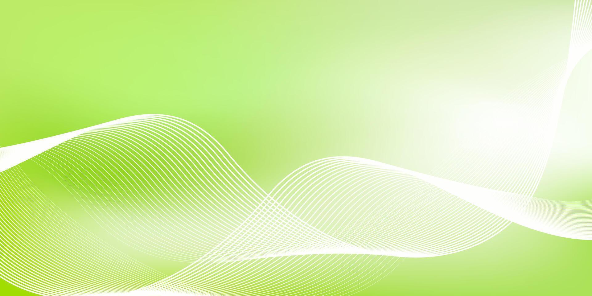 Abstract green gradient background with shining lines waves vector