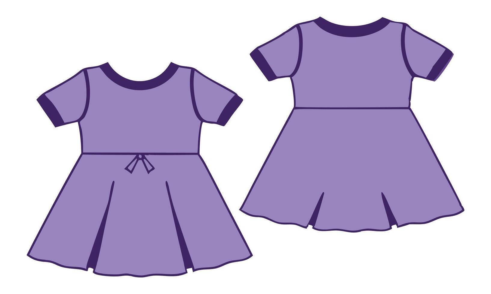 Flat design of baby girl clothing with front and back detail vector
