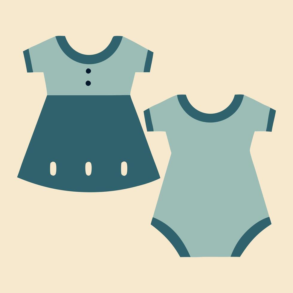 Soft baby dress in cartoon style with elegant detailing vector
