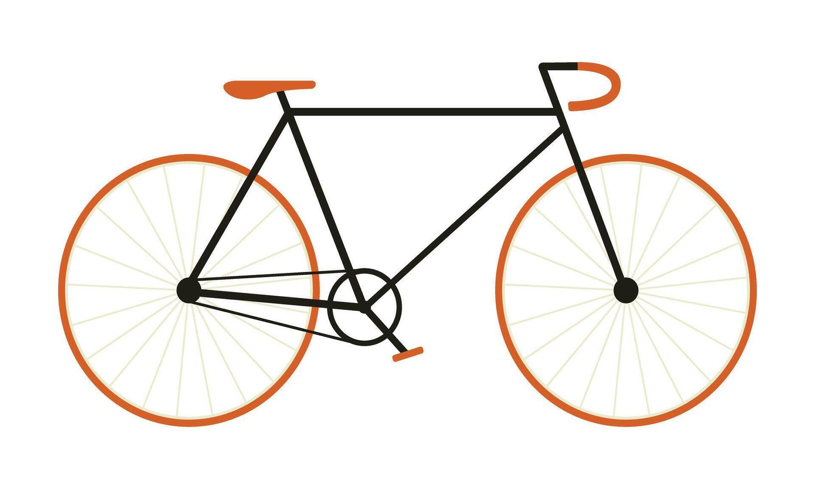 Road sport bicycle in simple flat style in black and orange color. Isolated element on transparent background. vector