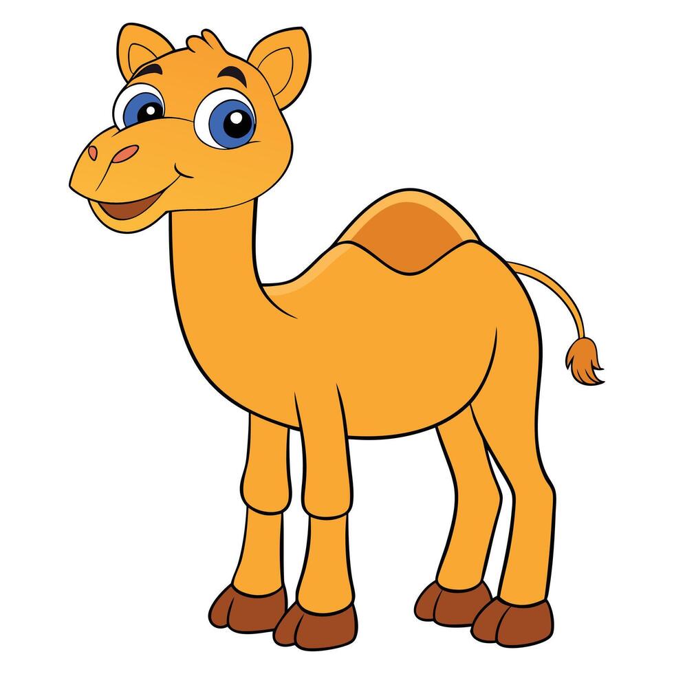 Cartoon Camel with Big Eyes and Friendly Smile vector
