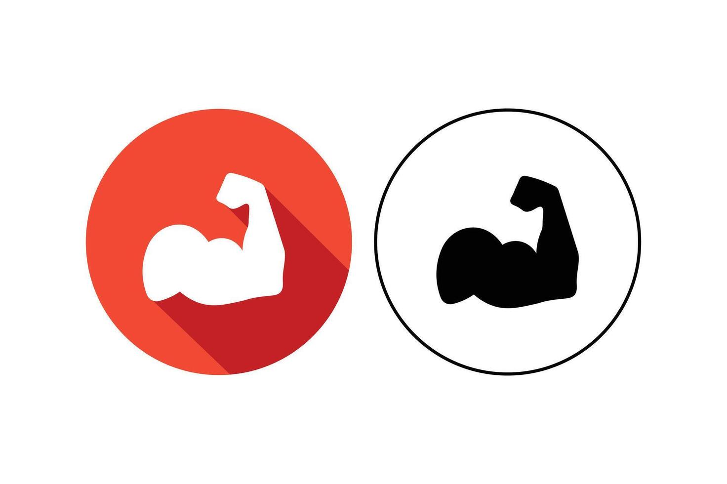 Bodybuilder Bicep Icons in Flat Style, bodybuilder arm muscle icon, gym workout muscle icon vector