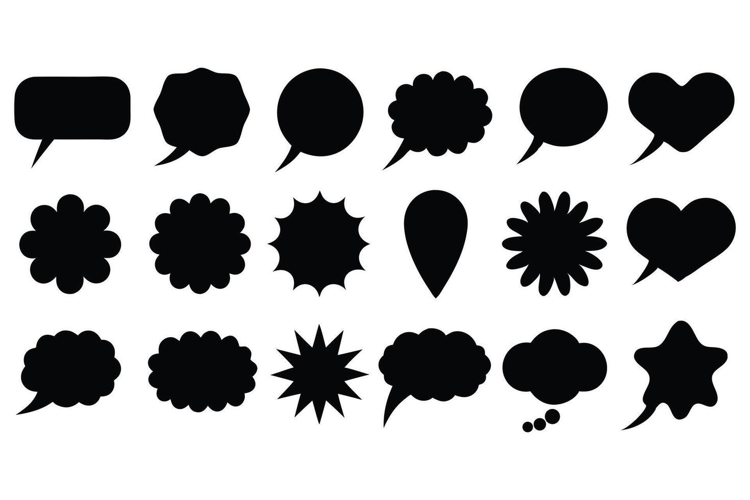 Collection of Black Speech Bubbles and Decorative Shapes vector