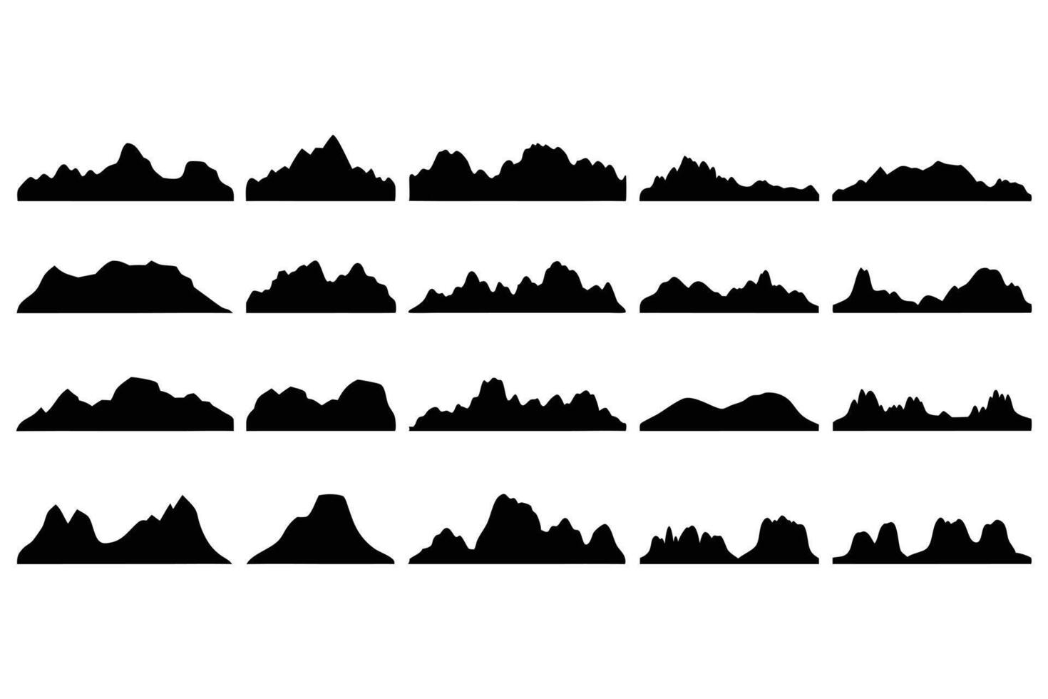 Set of Mountain Silhouettes Landscape Shapes for Nature, Outdoor, Travel, and Adventure Design Projects vector