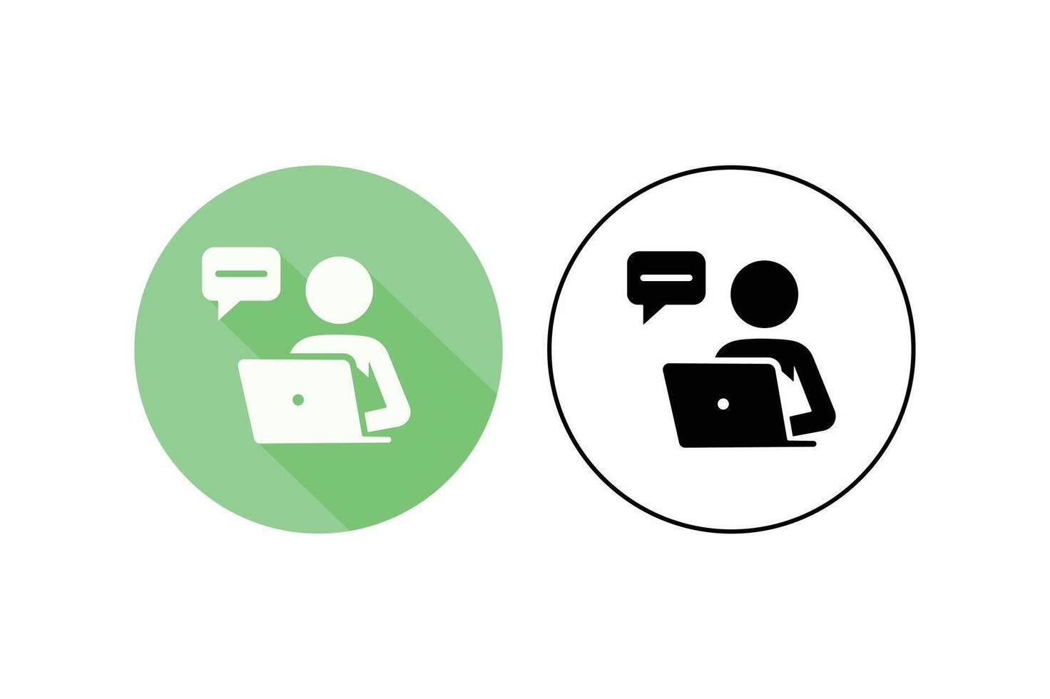Online Training Icons with Person and Laptop, virtual meeting icon, digital communication icon, remote work concept icon vector