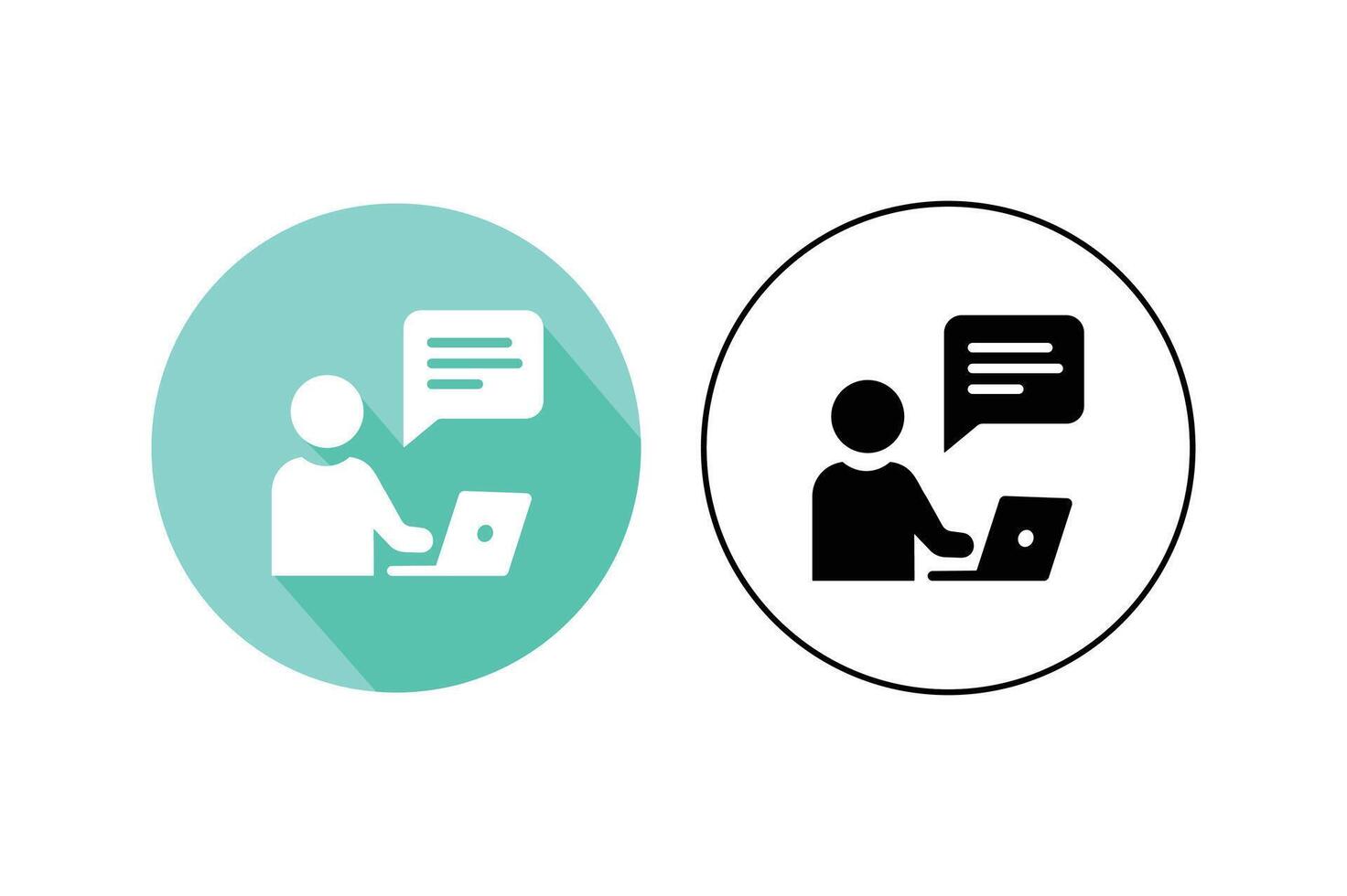 Digital Meeting Icons with Male and Laptop, virtual meeting icon, digital communication icon, remote work concept icon vector
