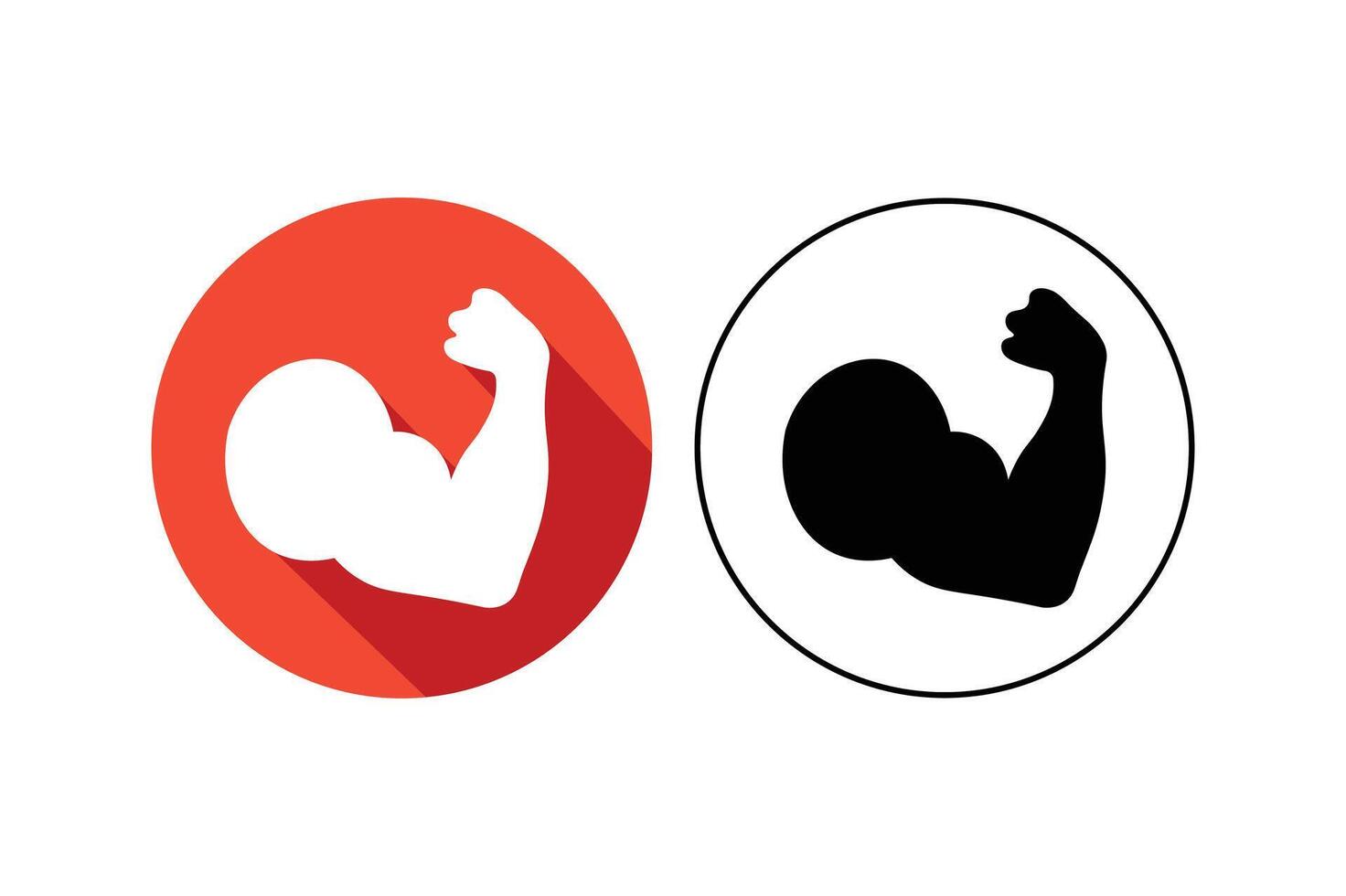 Gym Bodybuilder Arm Icons, bodybuilder arm muscle icon, gym workout muscle icon vector