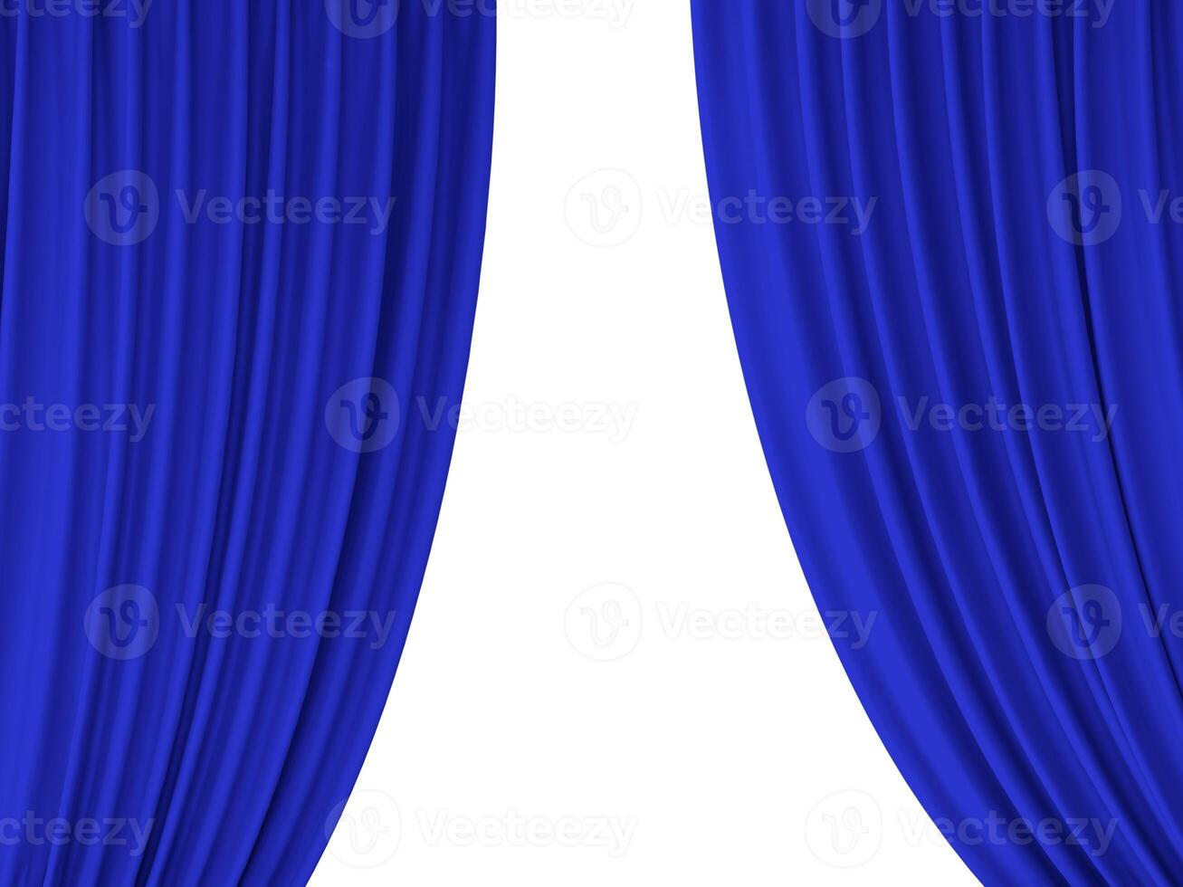 Two blue curtains tied at the ends, tied at a distance from each other. photo