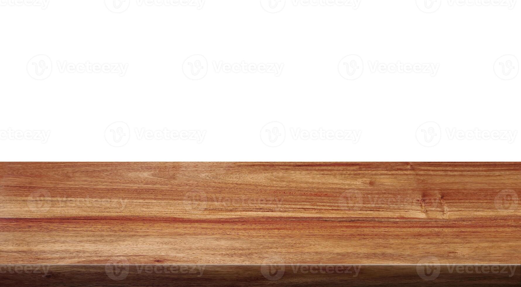 Seamless wooden table, front view, isolated on white background. photo
