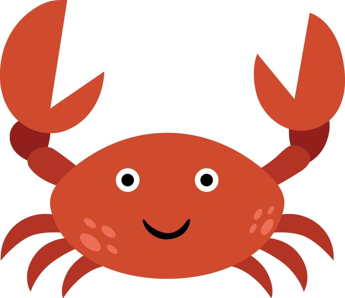 Simple and Cheerful Red Crab Character vector