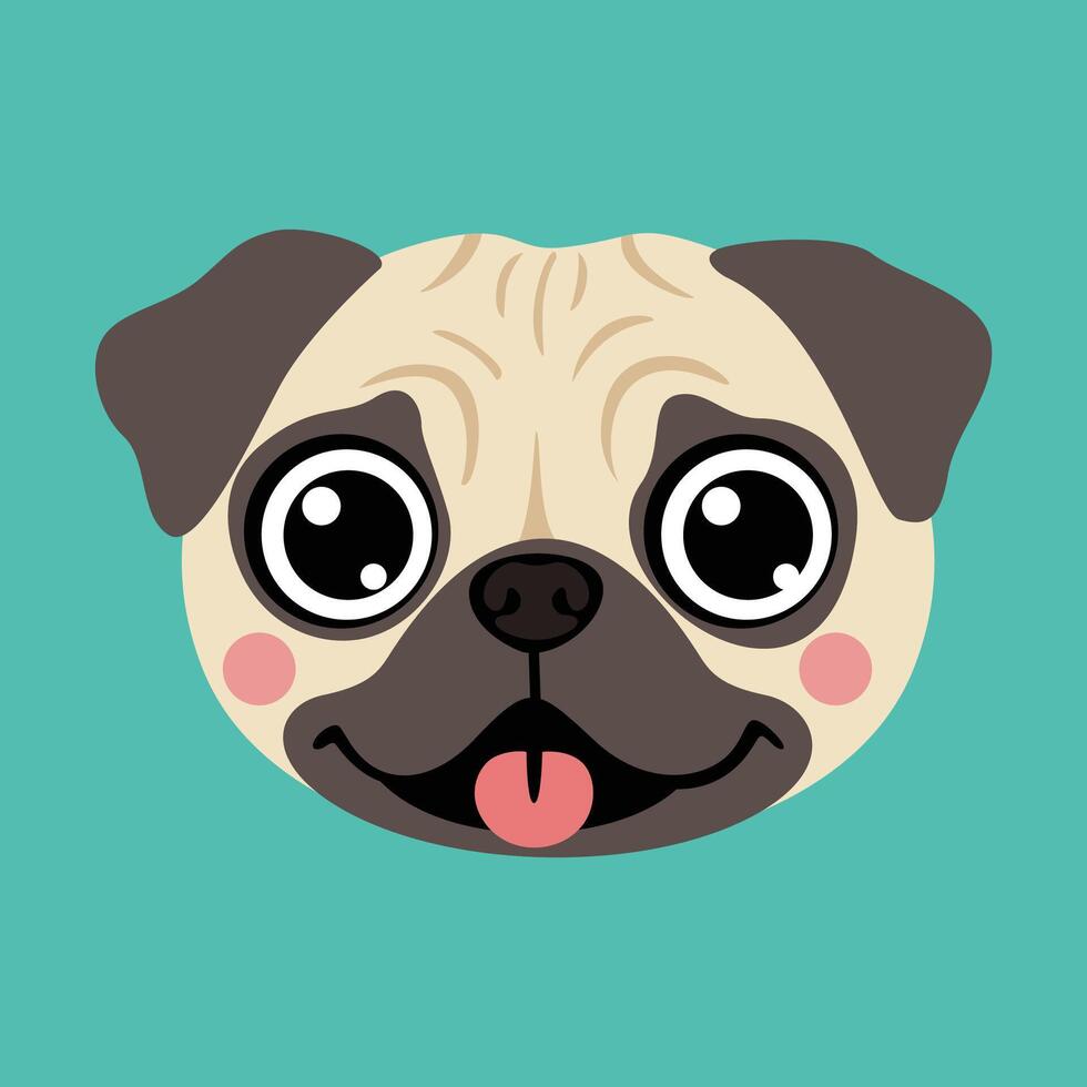 Adorable Cartoon Pug Puppy Head vector