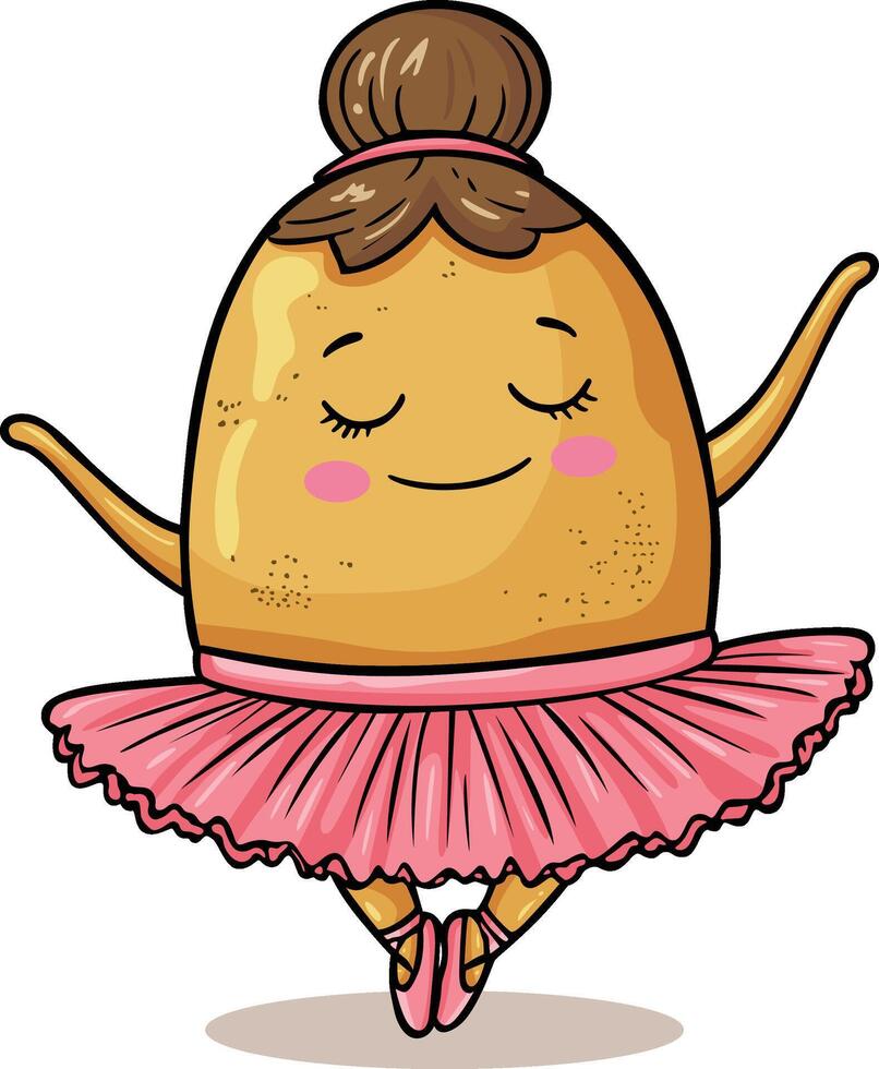 Graceful Potato Ballerina with Pink Tutu vector