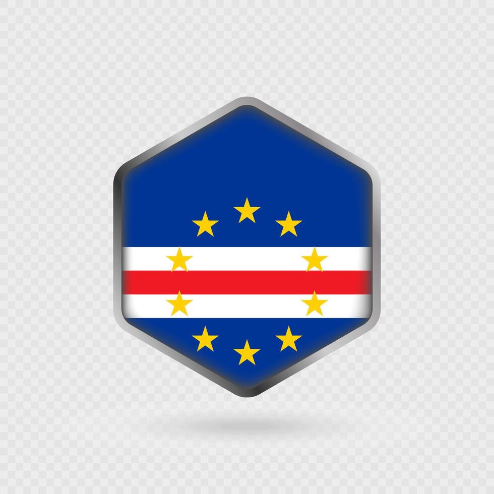 Cape Verde flag icon in hexagon shape. vector