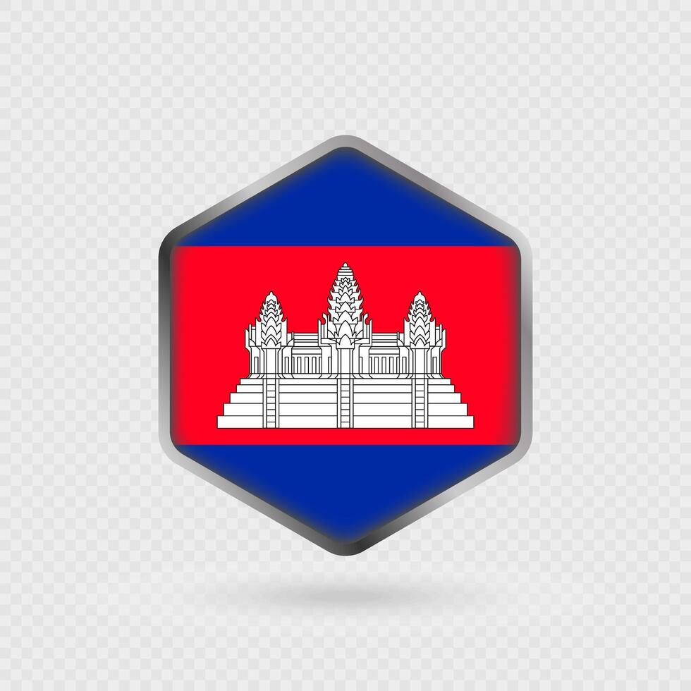 Cambodia flag icon in hexagon shape. vector