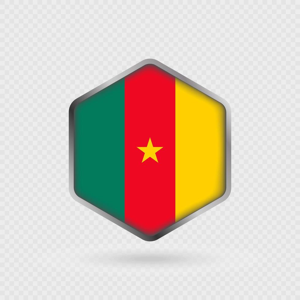 Cameroon flag icon in hexagon shape. vector