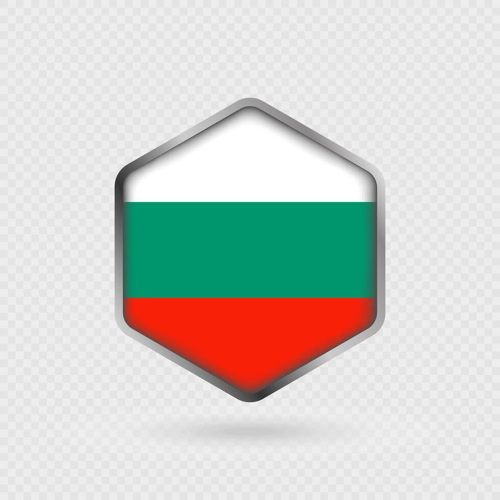 Bulgaria flag icon in hexagon shape. vector