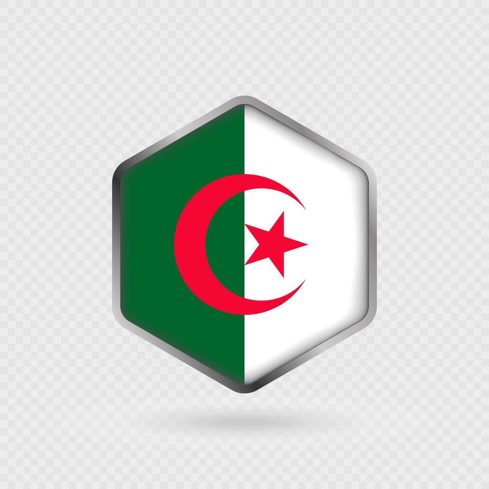 Algeria flag icon in hexagon shape. vector