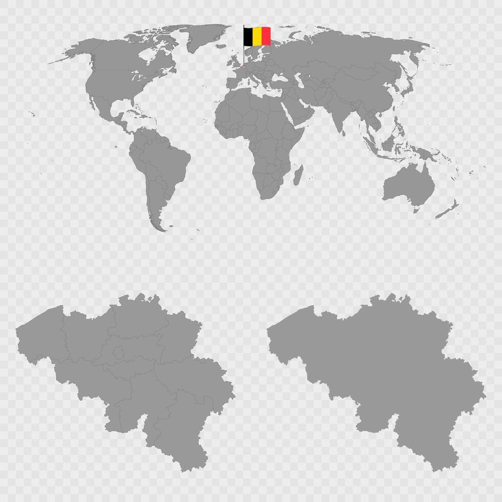 Belgium Map Set with World Location. vector