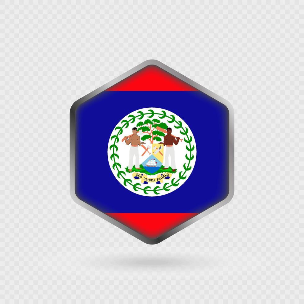Belize flag icon in hexagon shape. vector