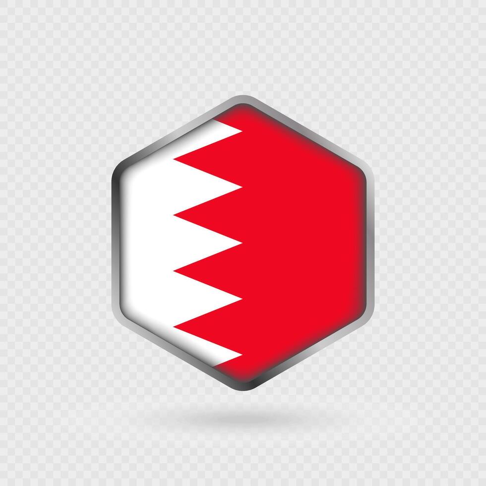 Bahrain flag icon in hexagon shape. vector