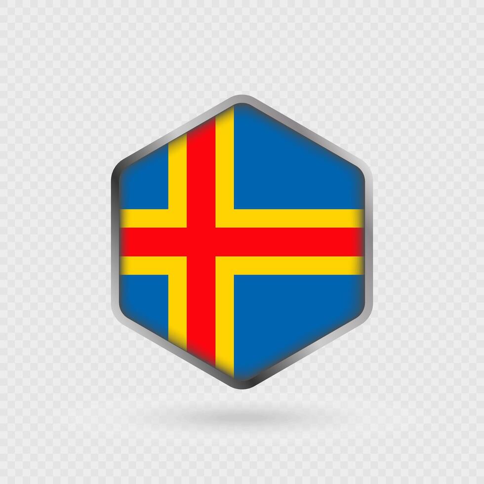 Aland flag icon in hexagon shape. vector