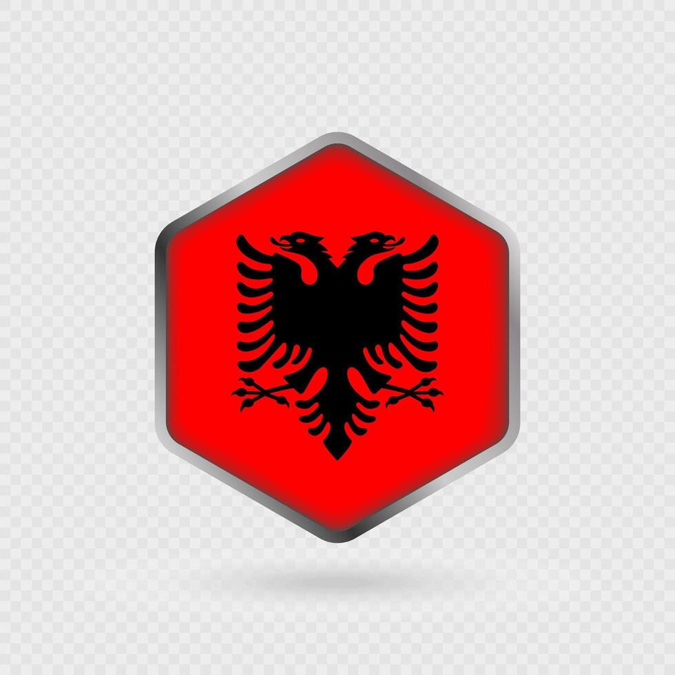 Albania flag icon in hexagon shape. vector
