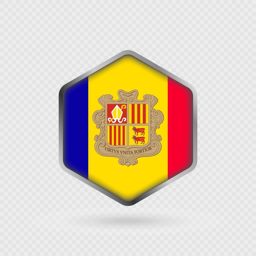 Andorra flag icon in hexagon shape. vector
