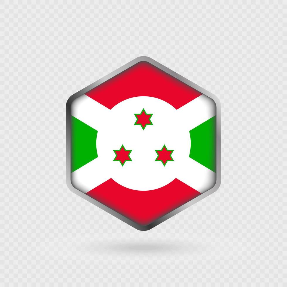 Burundi flag icon in hexagon shape. vector