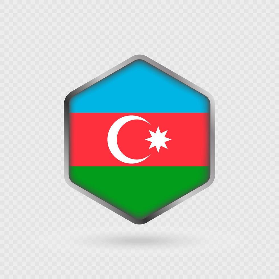 Azerbaijan flag icon in hexagon shape. vector