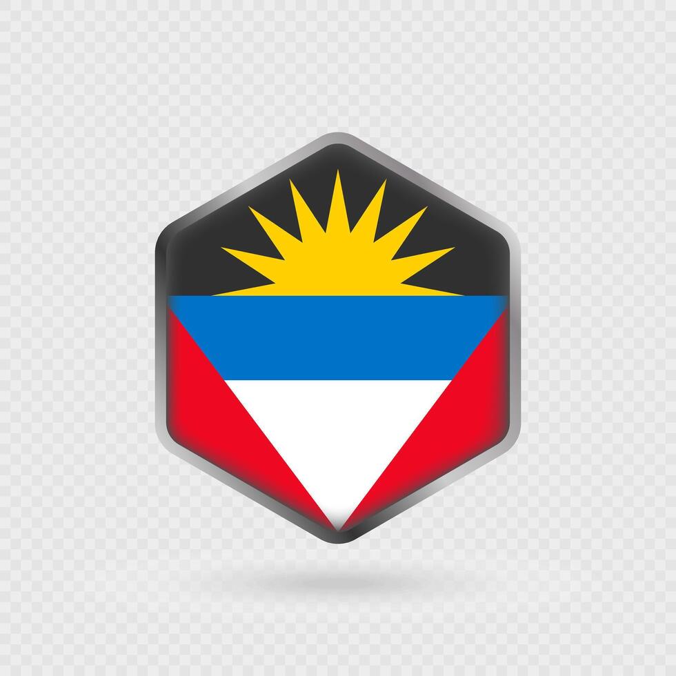 Antigua and Barbuda flag icon in hexagon shape. vector