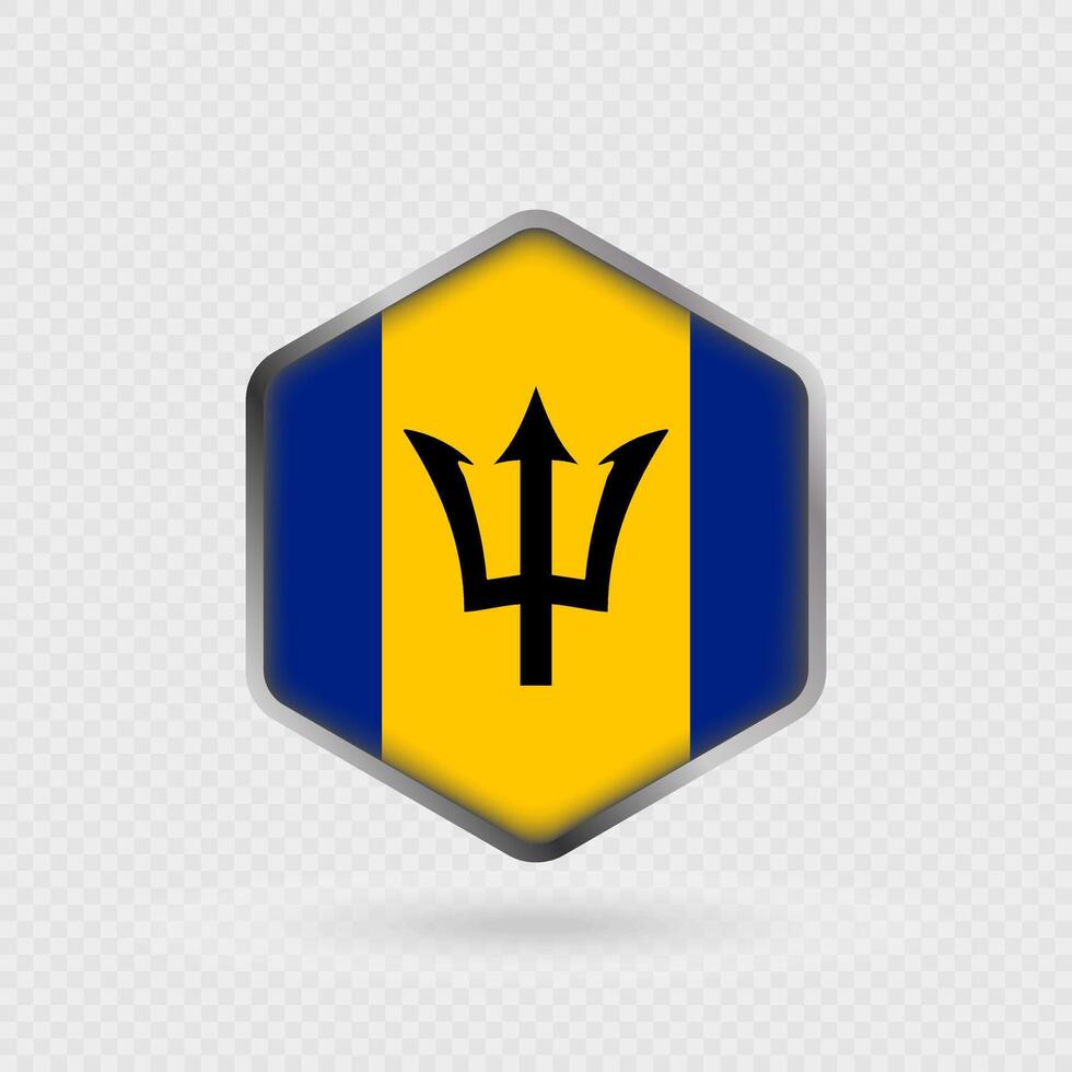 Barbados flag icon in hexagon shape. vector