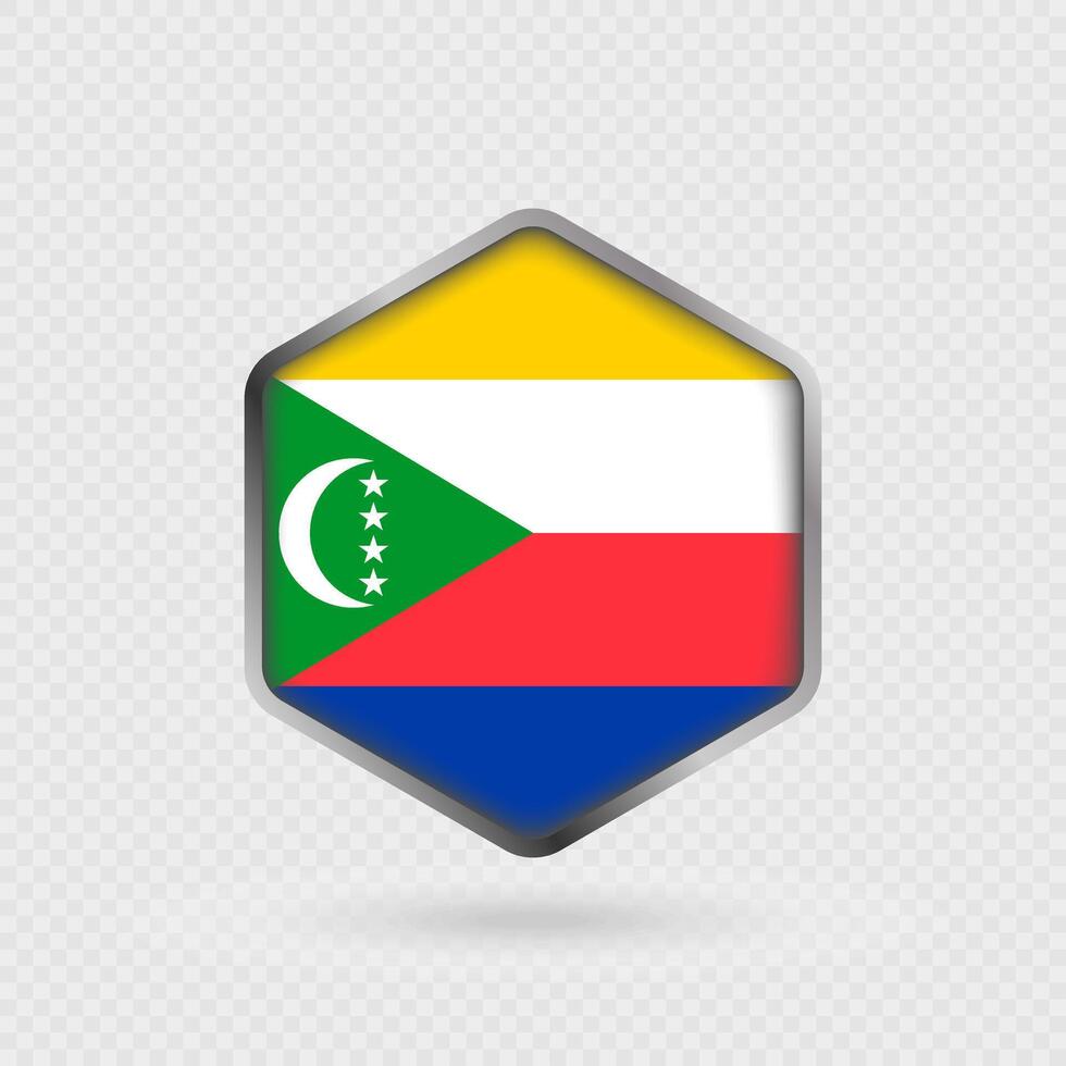 Comoros flag icon in hexagon shape. vector