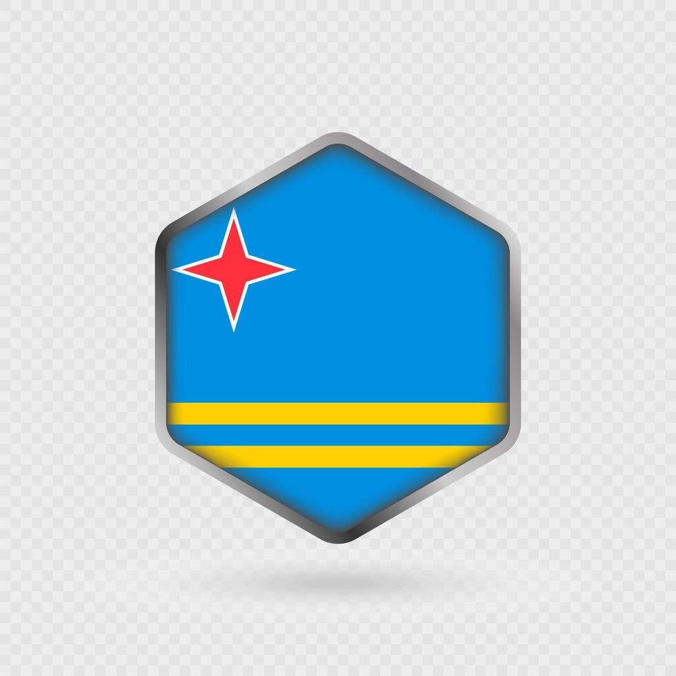 Aruba flag icon in hexagon shape. vector