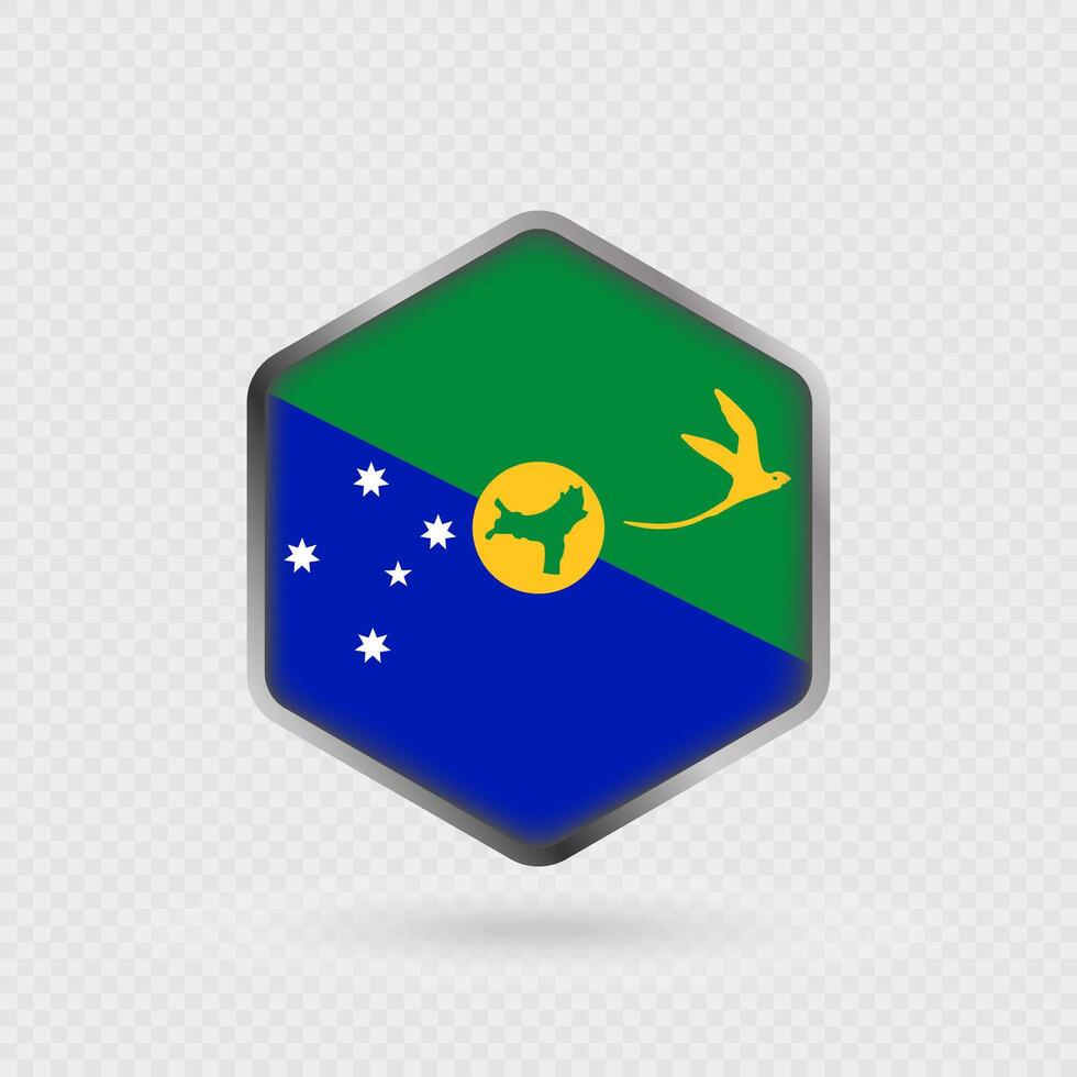 Christmas Island flag icon in hexagon shape. vector