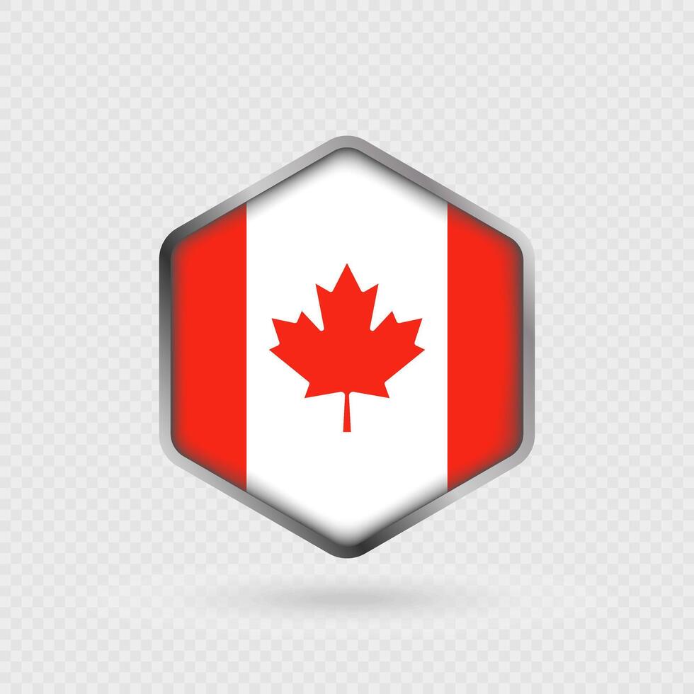 Canada flag icon in hexagon shape. vector