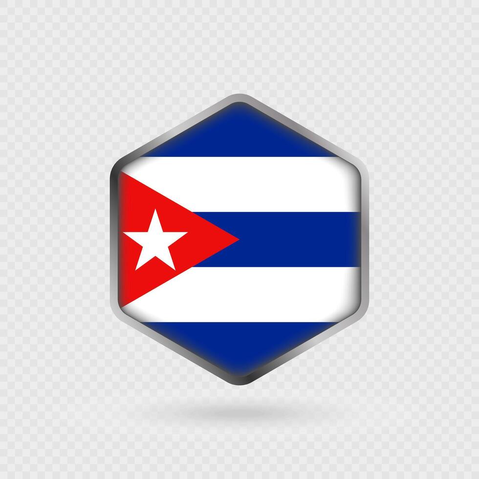 Cuba flag icon in hexagon shape. vector