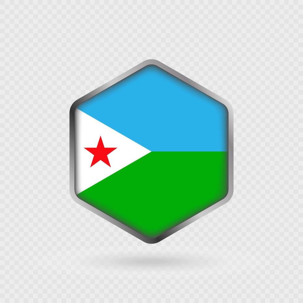Djibouti flag icon in hexagon shape. vector