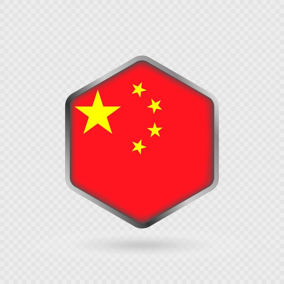 China flag icon in hexagon shape. vector