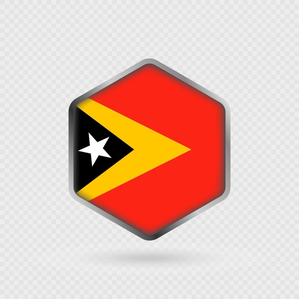 East Timor flag icon in hexagon shape. vector