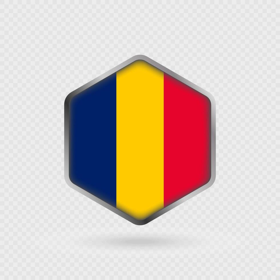 Chad flag icon in hexagon shape. vector