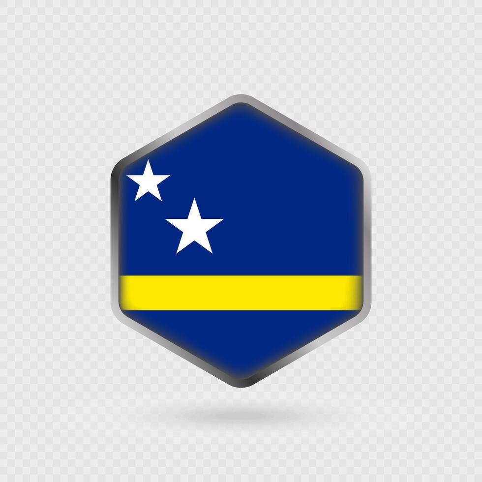 Curacao flag icon in hexagon shape. vector